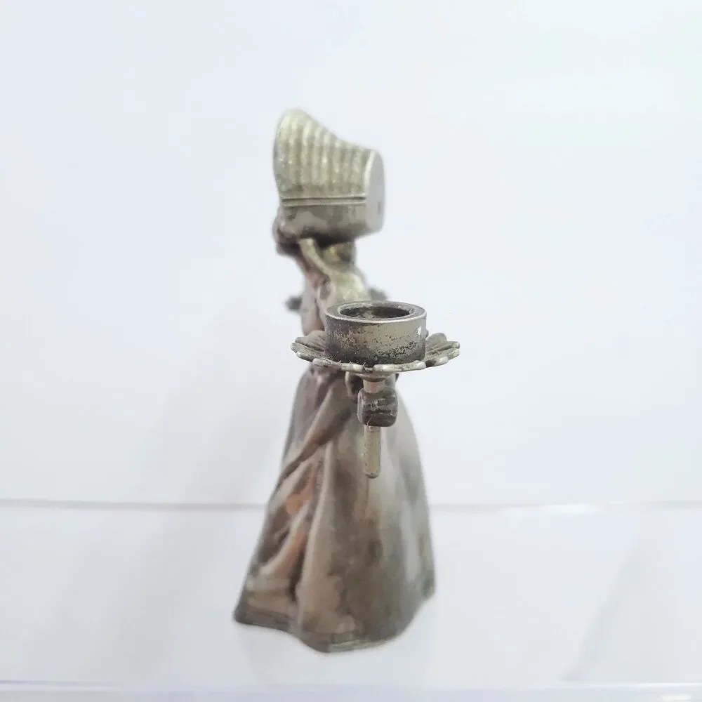 Vintage Hans Christian Andersen Little Match Girl Pewter Candle Holder Snuffer